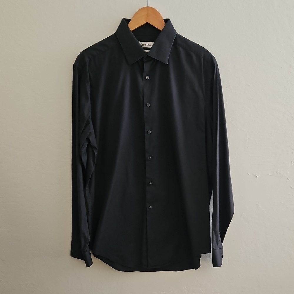 Calvin Klein Charcoal Slim Fit Shirt 17 34/35